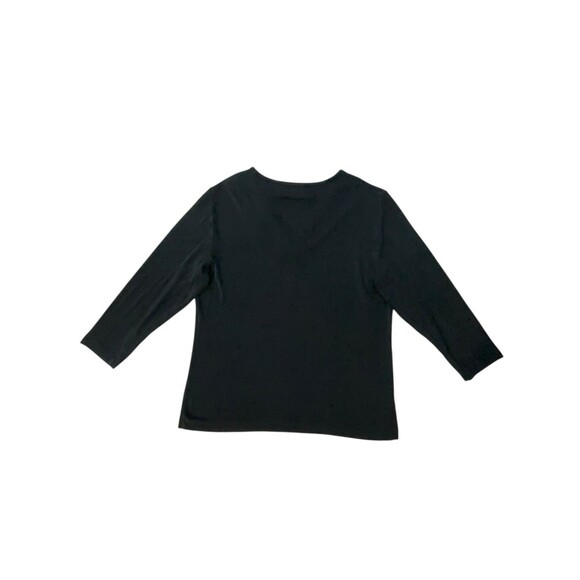 Chicos Travelers Womens Tunic Top Size 2 (US L/12) Black Stretch Blouse 3/4 Slv - Picture 4 of 11